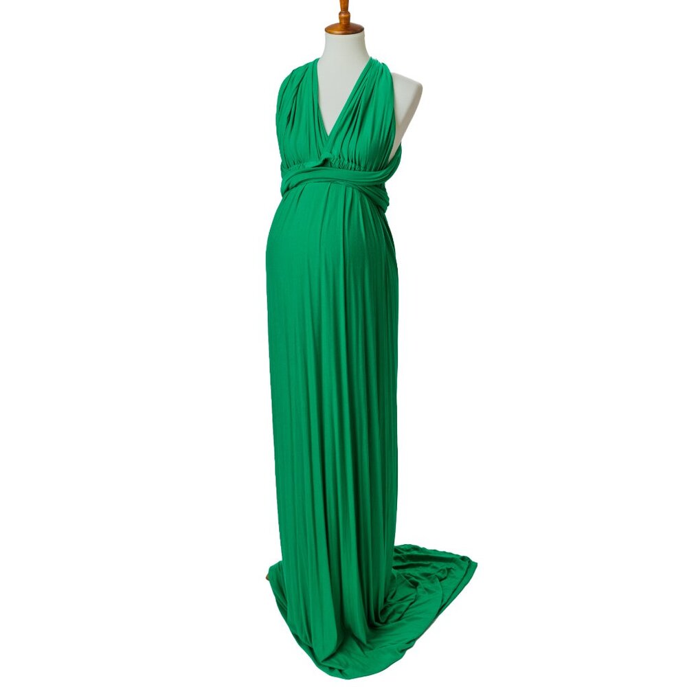 Green Cotton Infinity Dress – Versatile and Elegant for Any Occasion